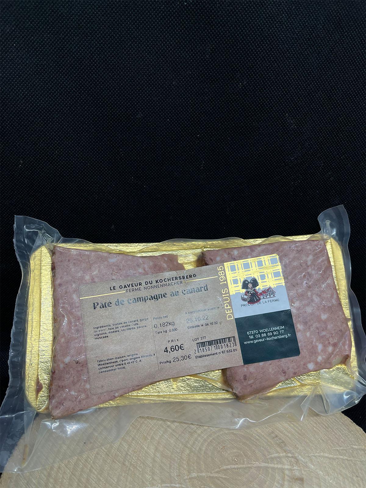 Paté campagne canard - 2 tranches - 180g