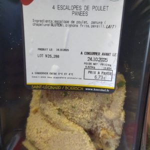 Escalope de poulet panés par 4